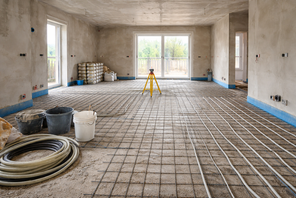 Подготвен обект за полагане на бетонна замазка в жилищна сграда - Бетон ДБ